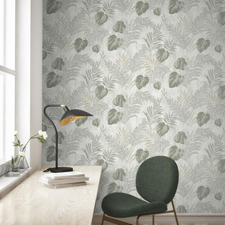 Muriva Phelan Leaf Green Wallpaper 209113 10m Roll Botanical Nature Feature Wall