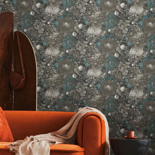 AS Creation Michalsky Large Floral Slat Wallpaper in Grey - 10.05m Roll Length, 53cm Roll Width