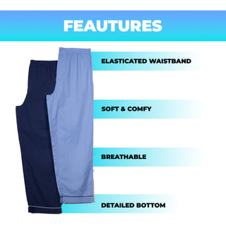 Keanu Mens 2 Pack Woven Poplin Pyjama Bottoms - Blue and Navy Design - Cotton Blend