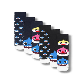 Mens 6 Pack Novelty Socks Cotton Rich Family Gift - Shark Design