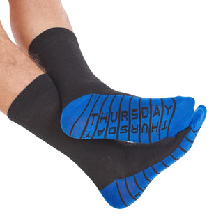 Mens 7 Pack Novelty Socks Cotton Rich Dad Gift, Colour Sole, Heel and Toe - Days of the Week Design