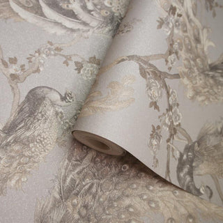 Holden Decor Menali Peacock Grey Wallpaper 35920 – Elegant Peacock Design – 10m Roll