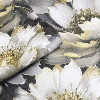 Muriva Aminah Floral Charcoal & Gold Wallpaper 224501 10m Roll Luxury Feature Wall