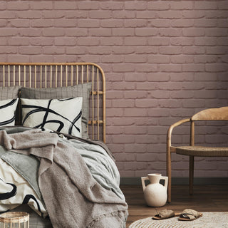 Fine Decor Painted Brick Pink and Sage Wallpaper - 10m x 53cm Wide