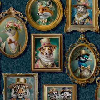 Holden Decor Regal Beasts Navy Wallpaper 13791 – Majestic Animal Design – 10m Roll