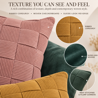 K Collection Corduroy Check Cover Only Cushions 45cm – Multiple Colours