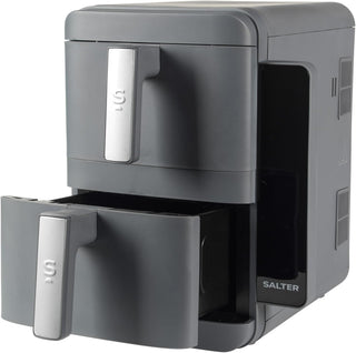 Salter VertiLayer Stackable Air Fryer - 4 Layer Cooking, 2 x 4.5 Litre Dual Drawers, 9 L Total, Digital LED Display, Sync&Match, PFAS-Free Grill Tray/Basket, 9 Presets, 60-230°C, 120 Min Timer, 2400 W