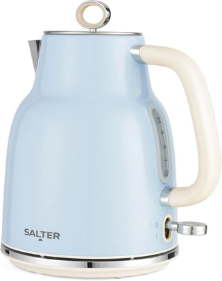 Salter Retro Blue 1.7 L Kettle – 3KW Rapid Boil, 360° Base, Removable Limescale Filter, Cordless, Water Level Window, Blue Indicator Light, Boil Dry Sensor & Auto Shut-Off, Vintage Design