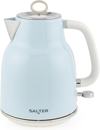 Salter Retro Blue 1.7 L Kettle – 3KW Rapid Boil, 360° Base, Removable Limescale Filter, Cordless, Water Level Window, Blue Indicator Light, Boil Dry Sensor & Auto Shut-Off, Vintage Design