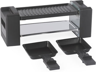 Giles & Posner Mini Raclette Grill - 2-Person Grill Machine, 2 Spatulas Included, Cheese Melting Pans, Non-Stick Cooking Plate, Power Indicator Light, Indoor, Compact, Small Families, Couples, 400W