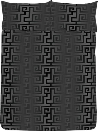 K Collection Athena Reversible Duvet Set - Black/Gold Design - Single, Double and King