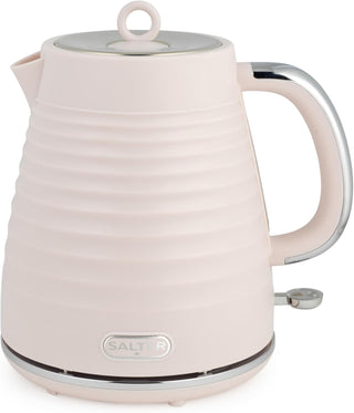 Salter Ripple Rapid Boil Kettle – Electric 1.7L Water Boiler, 360º Swivel Base, Removable Limescale Filter for Purer Quality, Auto Shut-Off, 0.75m Cord, Strix Control, 3kW, Textured Design, Pink