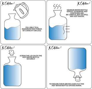 K Collection 2 x Hot Water Bottles With Removable Cover - 2L Capacity - Sage Green & Cream Design