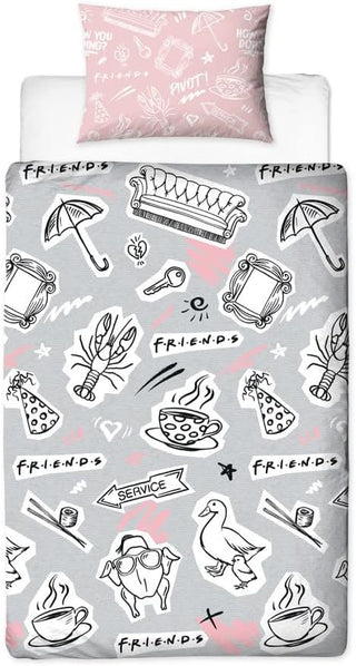 Friends Reversible Duvet Set - Coffee Design - Single