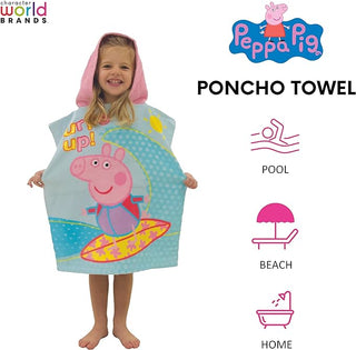Peppa Pig Hooded Towel Poncho - Ocean Fun Design - 100% Cotton - 115 x 50 cm