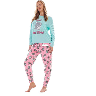 Keanu Ladies Microfleece Pyjamas - Koala Not Today Design