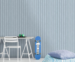 Holden Decor Wood Slat Blue Wallpaper 13302 – Modern Wood Panel Effect – 10m Roll