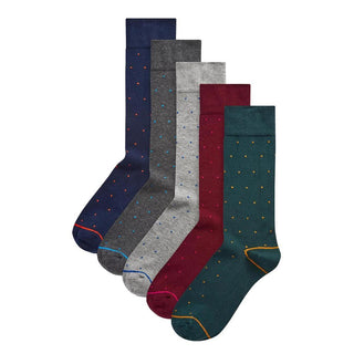 Ex Store Mens 10 Pack Socks - Spot Design - Cotton Rich Purista - Size 9-11