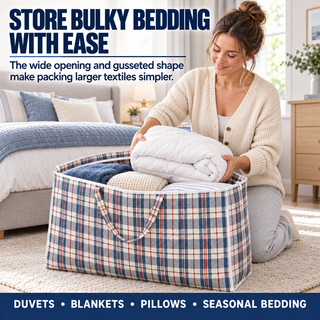 K Collection 5 Pack XXL 100L Tartan Laundry Storage Bags with Zip – 80 × 60 × 20cm
