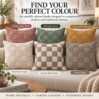 K Collection Corduroy Check Filled Cushions 45cm – Multiple Colours