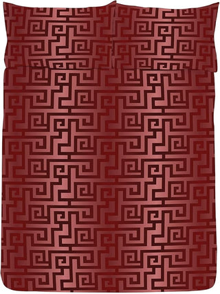 K Collection Athena Reversible Duvet Set - Red/Gold Design - Single, Double and King