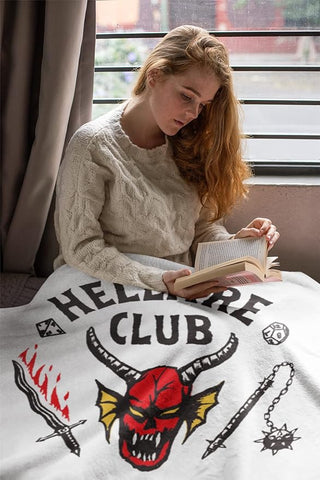 Stranger Things Fleece Throw Blanket - Hellfire Club Design - 100% Polyester - 100 x 150cm