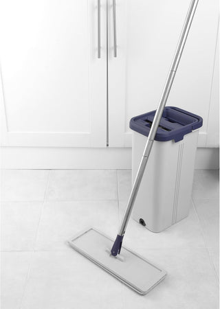 Beldray Deep Clean Flat Mop & Bucket Set Dual Compartment 5.5L Bucket