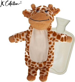 K Collection 3D Novelty Hot Water Bottle With Removable Cover -  750 ML Capacity - Giraffe Design