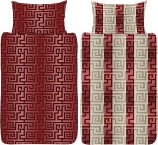 K Collection Athena Reversible Duvet Set - Red/Gold Design - Single, Double and King