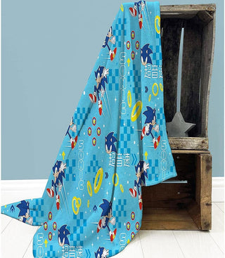 Sonic the Hedgehog Fleece Blanket Super Soft Warm Blue Go Design Throw Perfect For The Home, Bedroom Camping & Sleepovers