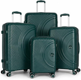 XPLR Lightweight Polypropylene Green Hard Shell Luggage – 8 Silent 360° Spinner Wheels with Built-in TSA Lock – 20”, 24”, 28” and XL 32” Size – 3 Pc and 4 Pc Sets