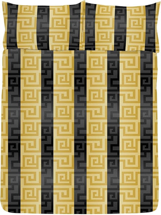 K Collection Athena Reversible Duvet Set - Black/Gold Design - Single, Double and King