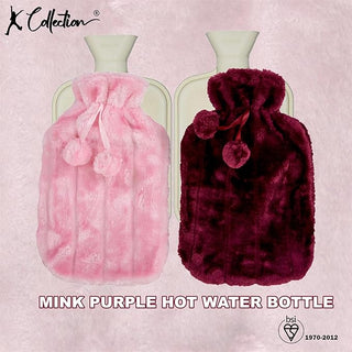 K Collection 2 x Hot Water Bottles With Removable Cover - 2L Capacity - Pink & Plum Design