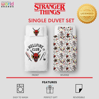 Stranger Things Reversible Duvet Set - Hellfire Club Design - Single
