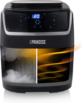 Princess 2-in-1 Steam Oven & Aerofryer - Large volume of 6.5L - 1700 W - Touch screen - 8 pre-programmed programs - Accessories Included, Black