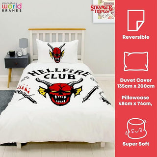 Stranger Things Reversible Duvet Set - Hellfire Club Design - Single