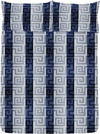 K Collection Athena Reversible Duvet Set - Navy/Silver Design - Double