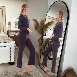 Keanu Ladies Waffle Pyjamas - Black Design