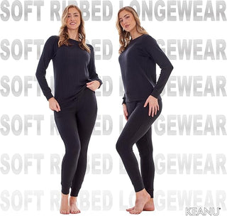 Keanu Ladies Ribbed Pyjamas - Black Design