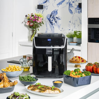 Princess 2-in-1 Steam Oven & Aerofryer - Large volume of 6.5L - 1700 W - Touch screen - 8 pre-programmed programs - Accessories Included, Black