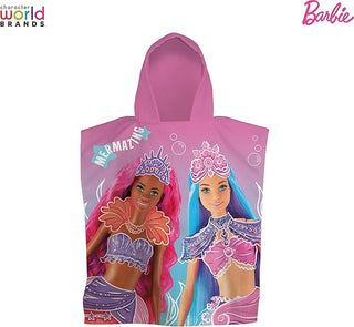 Barbie Hooded Towel Poncho - Barbie Marmeid Design - 100% Cotton - 115 x 50 cm