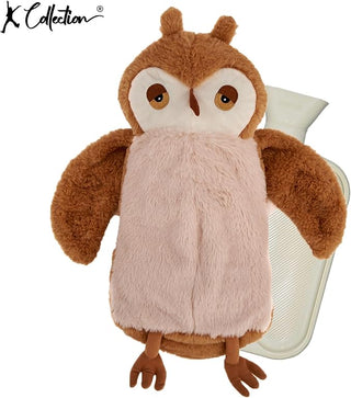 K Collection 3D Novelty Hot Water Bottle With Removable Cover -  750 ML Capacity - Owl Design