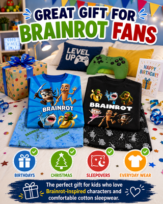 Gamer Brainrot Pyjamas Pack of 2 Short Sets | Kids Cotton Py - Image 7