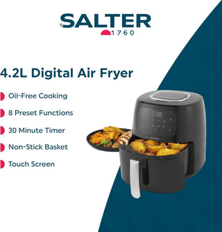 Salter Digital Air Fryer 4.2L 30 Minute Timer 8 Preset Functions Touch Screen
