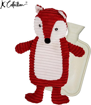 K Collection 3D Novelty Hot Water Bottle With Removable Cover -  750 ML Capacity - Fox Design
