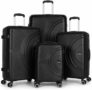 XPLR Lightweight Polypropylene Black Hard Shell Luggage – 8 Silent 360° Spinner Wheels with Built-in TSA Lock – 20”, 24”, 28” and XL 32” Size – 3 Pc and 4 Pc Sets