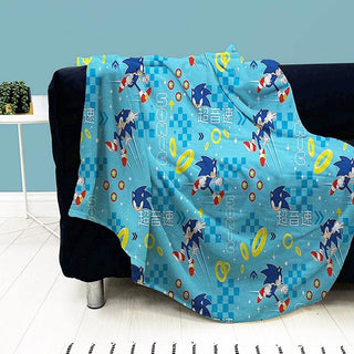 Sonic the Hedgehog Fleece Blanket Super Soft Warm Blue Go Design Throw Perfect For The Home, Bedroom Camping & Sleepovers