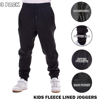 Keanu Kids Pack of 2 or 3 Regular Fit Joggers - Cotton Blend - Black