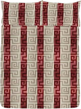 K Collection Athena Reversible Duvet Set - Red/Gold Design - Single, Double and King