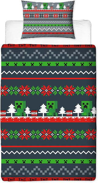 Minecraft Reversible Duvet Set - Christmas Design - Single